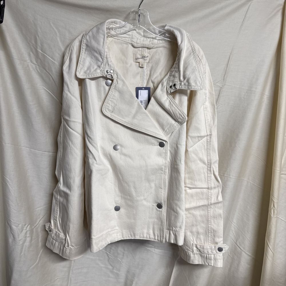 Women's Denim Cropped Trench Jacket - Universal Thread - 4XL -Off-White - NWT